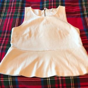 J Crew peplum tank top in off white, sz L